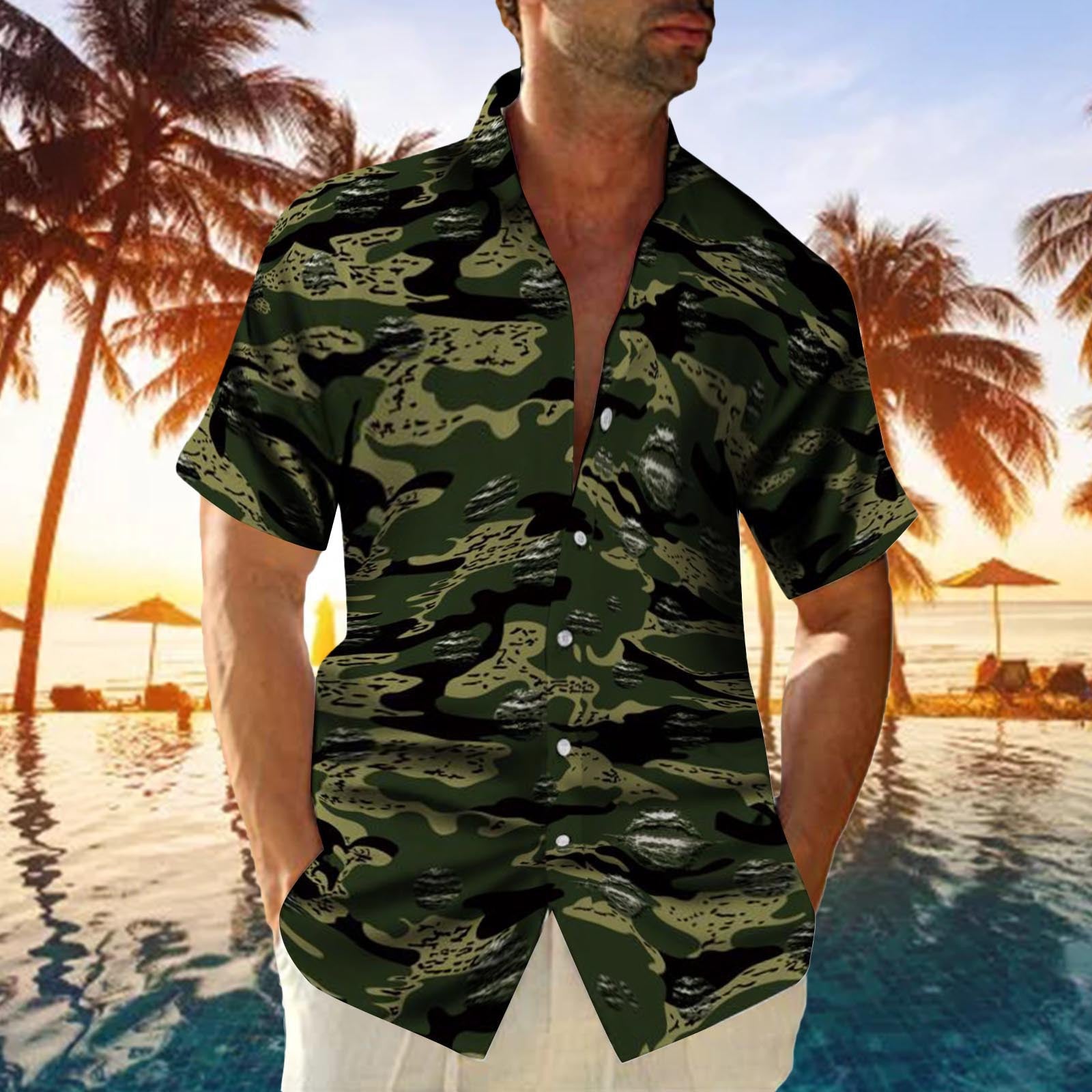 Men's Plus-Size Printed Casual Loose Short-Sleeve
