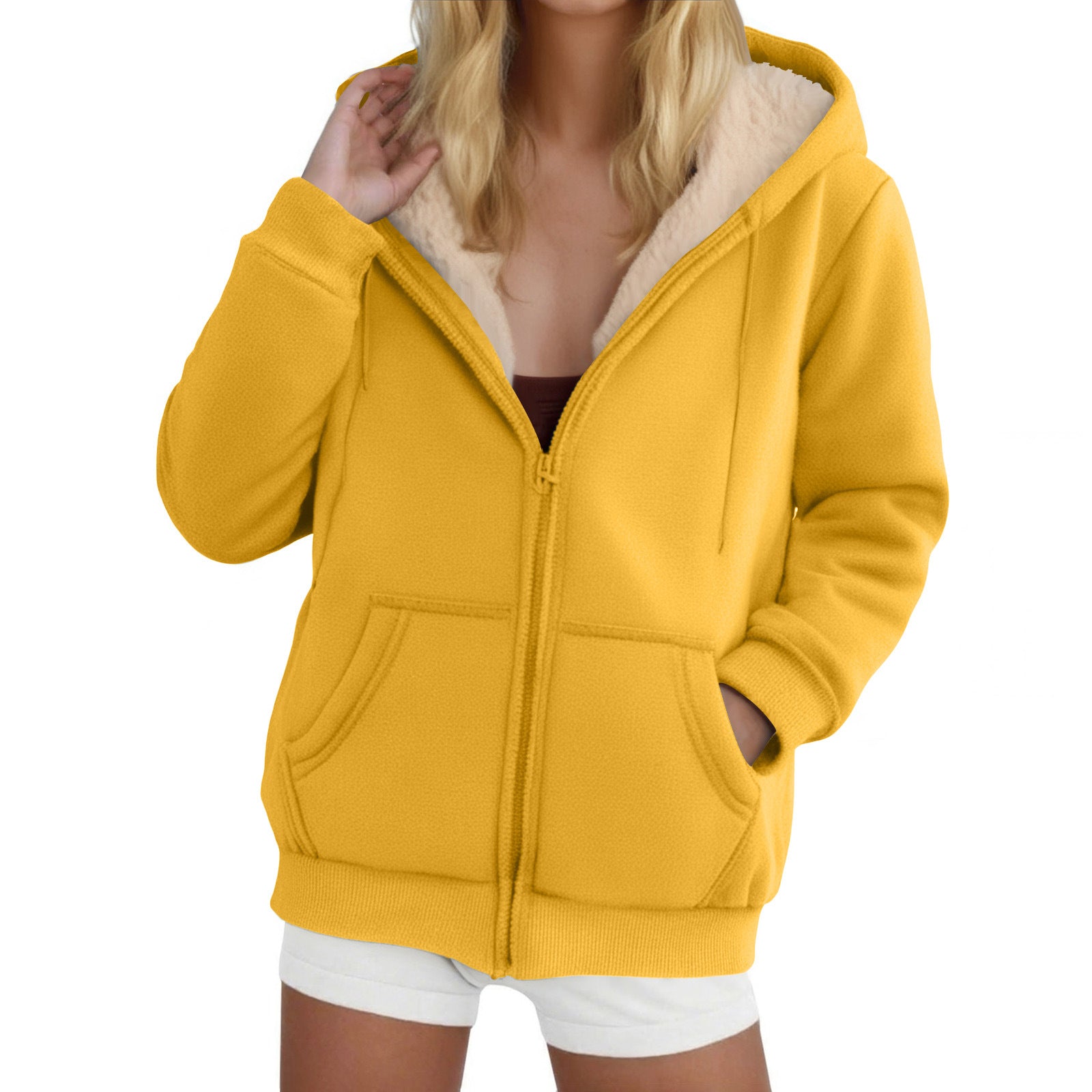 Women's Heavyweight Fleece-lined Thickened Hoodie In Color