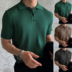 Men's Knitted T-shirt Solid Color Thin Loose Casual Polo Collar Polo Shirt