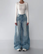 Irregular Rhinestone Jeans