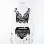 Lace Eyelash Love Grid Panty Set
