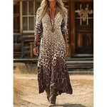 Personalized Retro Chic V-Neck Long-Sleeve Dress