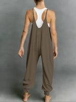 Fisoew Jumpsuits For Women Summer Casual Overalls Spaghetti Strap Sleeveless Pleated Rompers Jumpers With Pockets