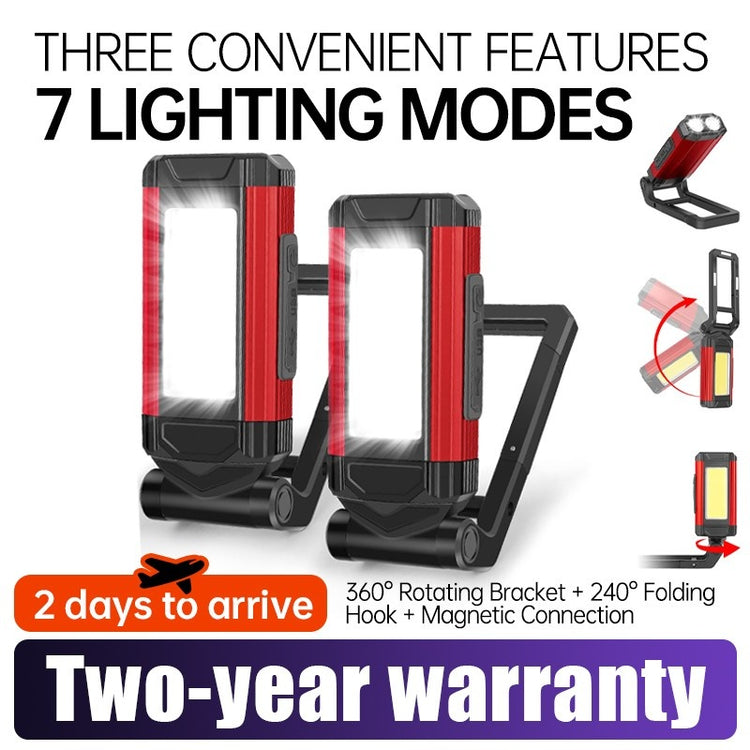Magnetic Work Light Rechargeable Flashlight Portable Led Work Light 7 Flashlight Modes With Rotatable Stand Magnetic Base Type-C Charging For Car Reparing Camping Emergency Hunting Pack Of 2