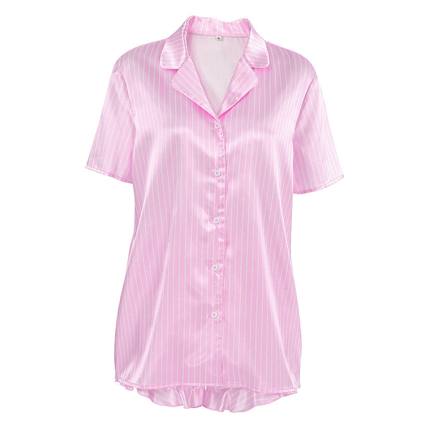 Women's Striped Short-sleeve Two-piece Set