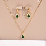 Retro Hong Kong Style Jade White Suit Necklace Earrings All-match Jewelry