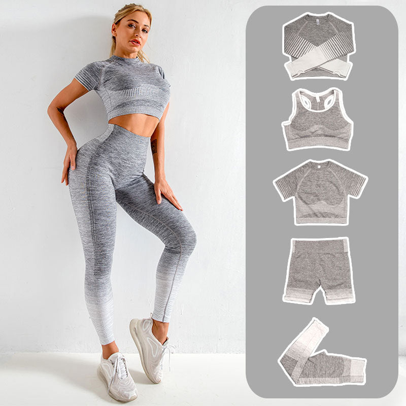 Five-piece Buttocks Elastic Sports Yoga Clothing Suit