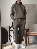 Men's Casual Hooded Sweatshirt & Elastic Waist Pants Set
