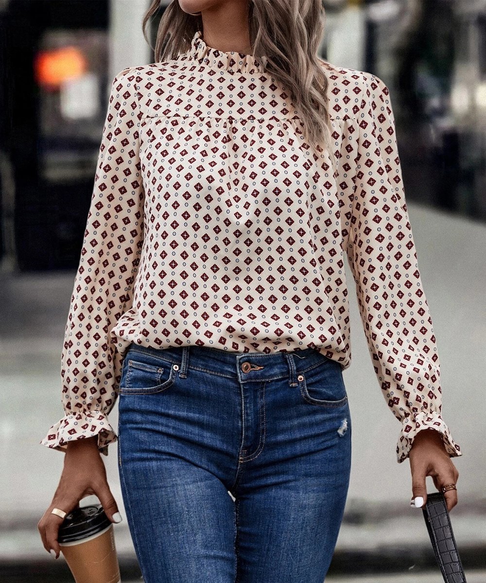 Long Sleeve Ruffle Blouse Women's Shirt