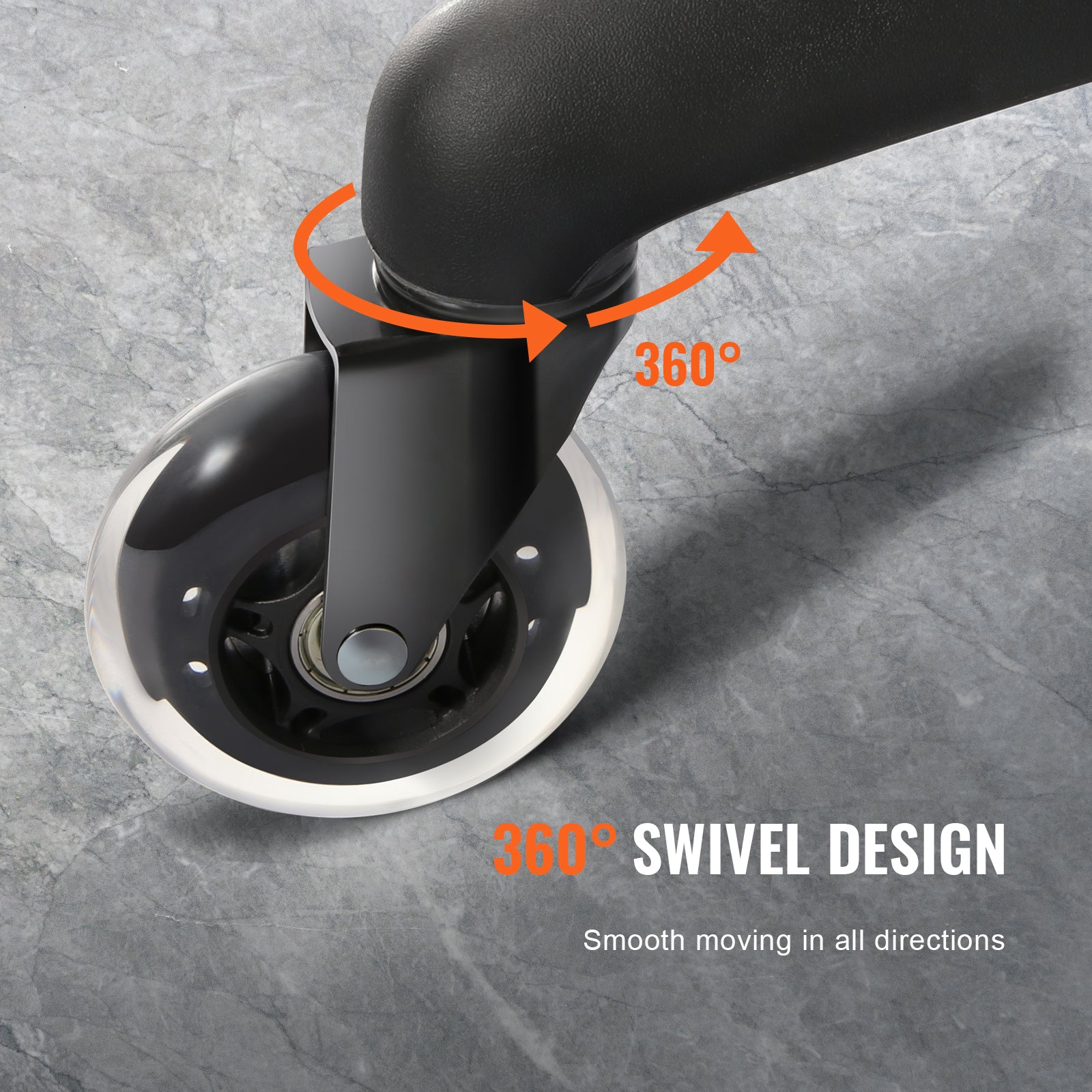 VEVOR Office Chair Wheels, Set Of 5, 3 Inch Caster Wheels Replacement For Hardwood Floors And Carpet, Heavy Duty Computer Gaming Desk Casters With 130 Lbs Load Capacity, Universal Fit For Most Chairs