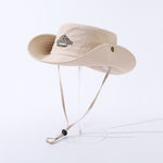 Embroidered Mountain Peak Letter Quick-drying Large Eave Sunshade Windproof Rope Adjustable Flanged Fashionable Casual Fisherman's Hat Outdoor Mountain Climbing, Fishing And Tourism