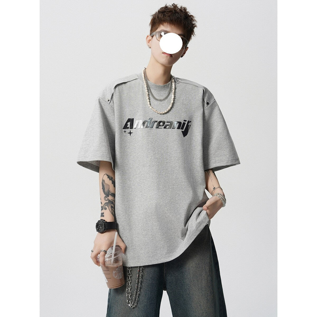 High-Street Letter Print Loose Crewneck Half-Sleeve T-Shirt