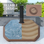 Square Patio Umbrella Base Holder, Heavy Duty Outdoor Umbrella Stand Base, Filled Up To 55lbs With Stand Or 44lbs With Water For Garden, Poolside, Brown