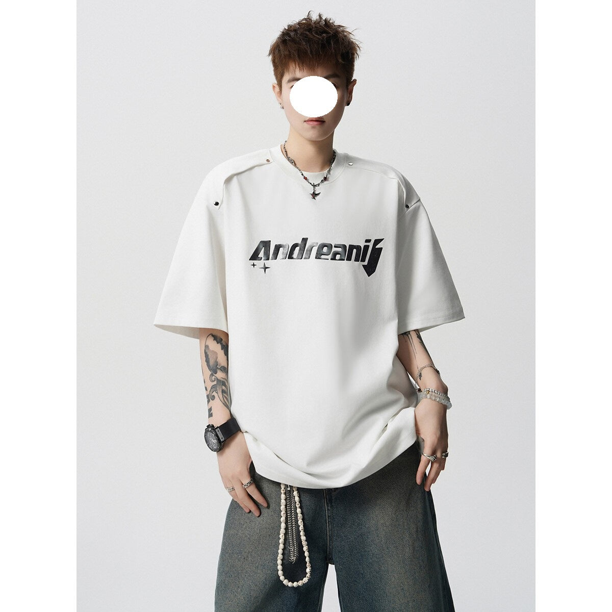 High-Street Letter Print Loose Crewneck Half-Sleeve T-Shirt