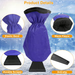 1Pc Ice Scraper Glove Car Windshield Snow Scraper Remover Glove Lined Of Fleece Winter Ice Scraper Mitt Keep Warm