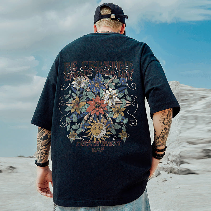 Men's American-style Trendy Loose Plus-size Pure Cotton Short-sleeve Shirt