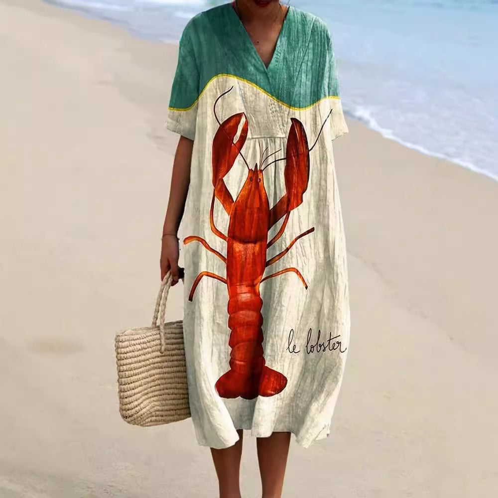 Women's Shirt-style Pocket Short-sleeve Dress