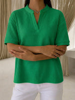 Waffle-knit Loose Casual Short-sleeve T-shirt