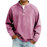 Men's Solid-Colored Casual Top Vintage Long-Sleeve Shirt