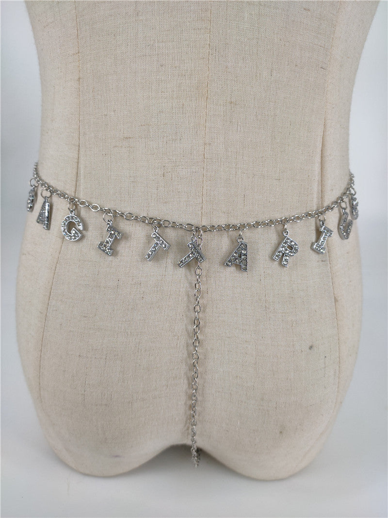 Panty Waistband Diamond Monogram Combination Thong Chain Waist Chain