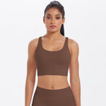 New Nude-Feel Yoga Tank Top Womens Cross-Back Sports Bra