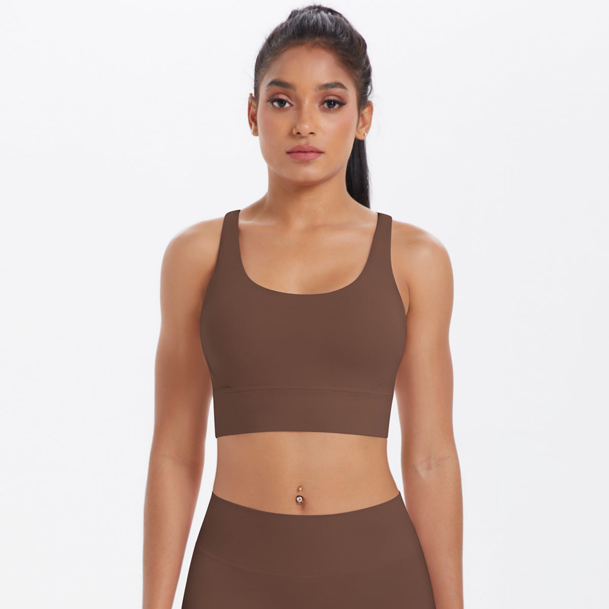 New Nude-Feel Yoga Tank Top Womens Cross-Back Sports Bra