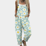 Printed-button Suspender Casual Pants Suspender Trousers