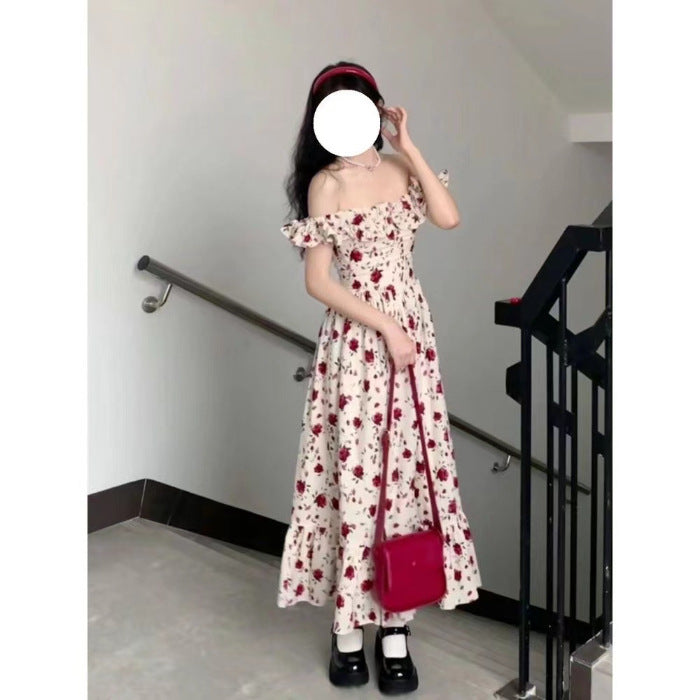 Women's Fashionable Slim-fit Floral Print Slip Dress