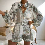 High-waisted Shorts, Fashionable Shirt, Linen Casual Chic Set