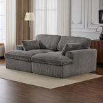 Double Chaise Lounge Chair Indoor,Oversized Upholstered Sleeper Cloud Couch,Deep Seat Luxury Sofa Bed,Sectional Sofa Chaise Love-seat,Corduroy Reading Chair For Living Room,No Assembly Required,Grey