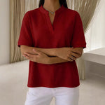 Waffle-knit Loose Casual Short-sleeve T-shirt