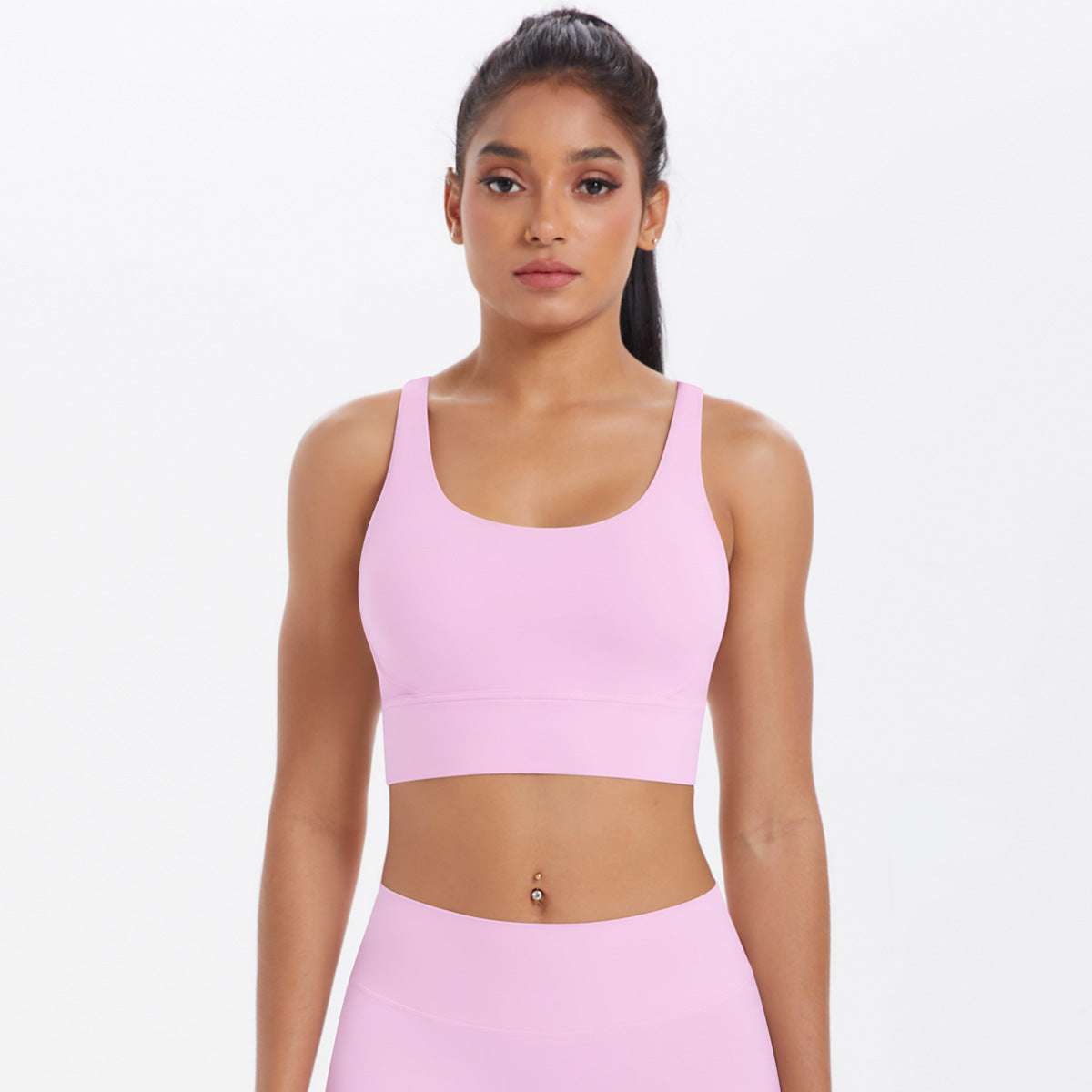 New Nude-Feel Yoga Tank Top Womens Cross-Back Sports Bra