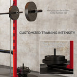 Squat Rack With Pull Up Bar And Barbell Bar Adjustable Bench Press Multi-Function Weight Lifting Half Rack, Red