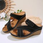 Sewing Line Lightweight Wedge Velcro Multicolor Shoes