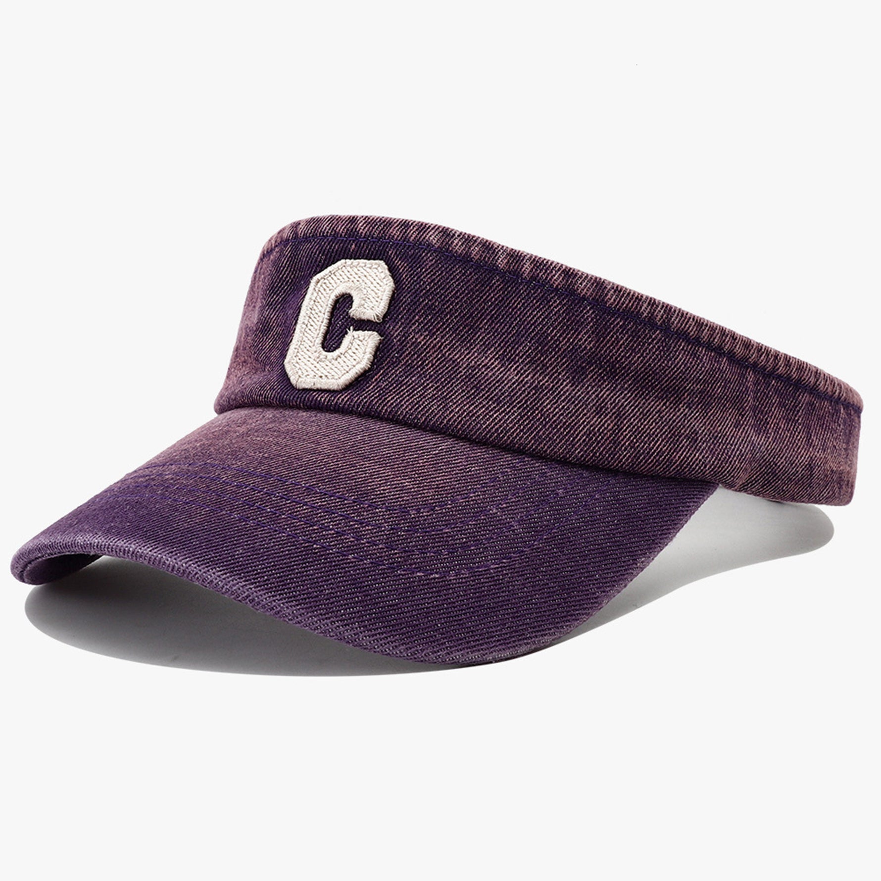 Cross-border Simple Washed Embroidery Three-dimensional Letter  C  Round-top Hat For Outdoor Use, Adjustable Sun Protection Hat, Suitable For Outdoor Golf