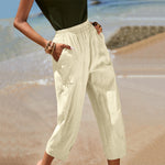 Casual Wide-leg Cotton-linen Relaxed-fit Tapered Pants