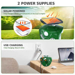 1Pc Electric Solar Powered Ultrasonic Animal Repeller 360 Degree Ultrasonic Animal Driver With Motion Sensor LED Flashing Lights Waterproof Outdoor Animal Repellent For Farm Garden Yard