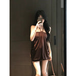 Sexy Innocent-yet-Sultry Slightly Mature Waist-Cinched Halter Slip Dress