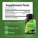 Pure Moringa Capsules - High Potency, Health & Fitness With Essential Vitamins & Amino Acids - 60 Capsules