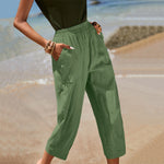 Casual Wide-leg Cotton-linen Relaxed-fit Tapered Pants