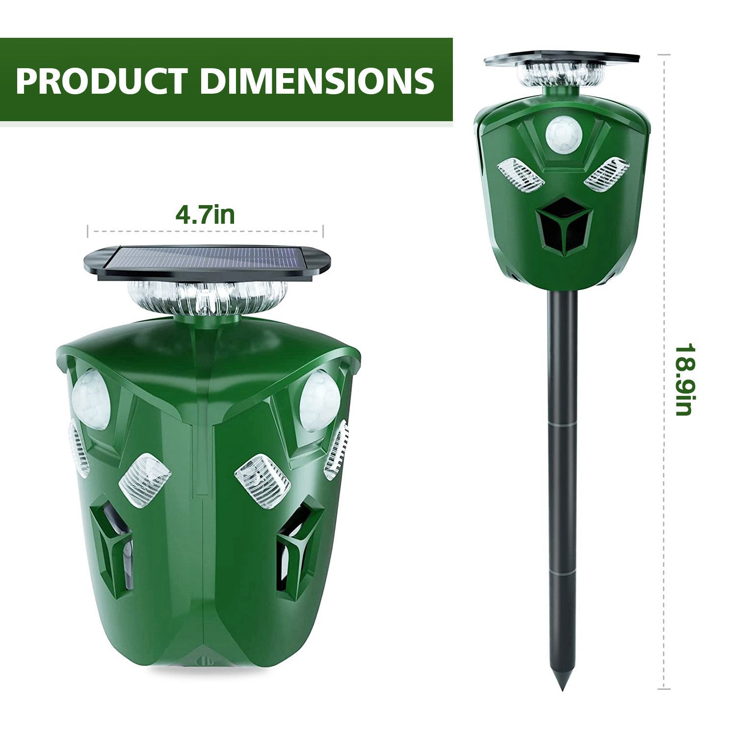 1Pc Electric Solar Powered Ultrasonic Animal Repeller 360 Degree Ultrasonic Animal Driver With Motion Sensor LED Flashing Lights Waterproof Outdoor Animal Repellent For Farm Garden Yard