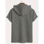 Letter-printed Hooded T-shirt Jacquard Design