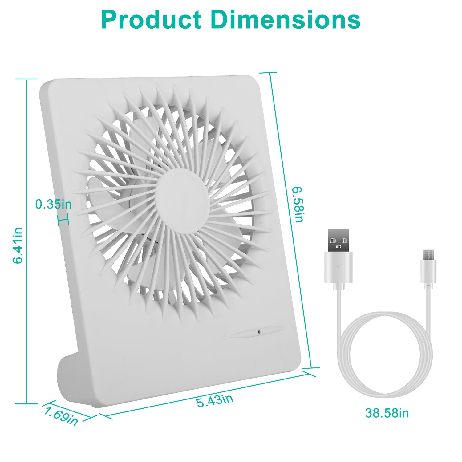 Portable Desk Fan USB Rechargeable Table Cooling Fan Quiet 5 Blades Desktop Fan With 3 Speeds Ajustment For Bedroom Office