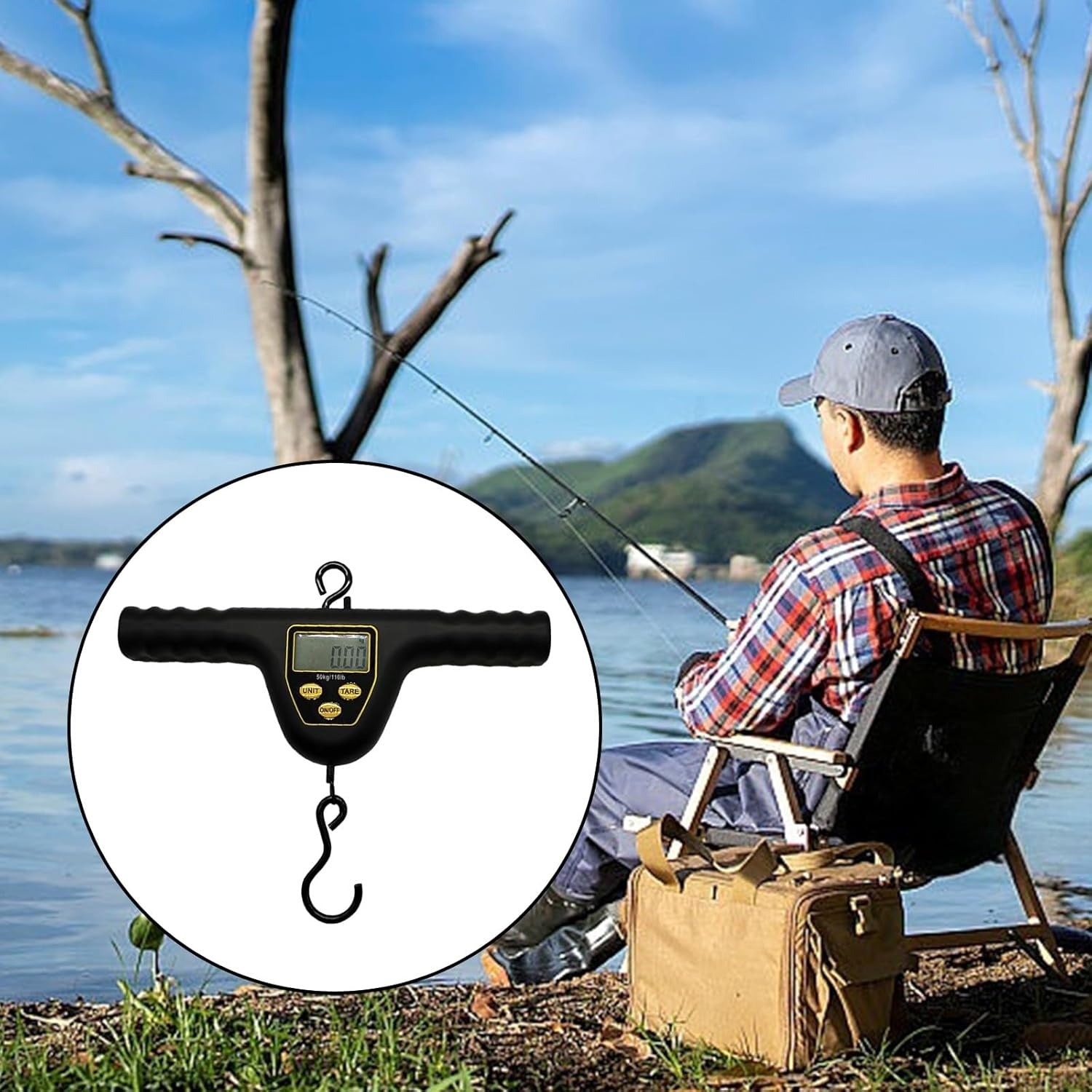 Heavy-Duty ABS Fishing Scale 50kg Capacity Auto-Off LCD Display Foldable For Anglers Outdoor Fishing Scale Low Battery Alerts