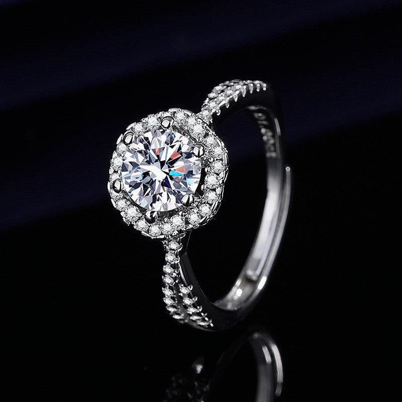 Elegant 1ct Simulated Moissanite Six-Prong Ring Luxury Wedding Jewelry For Women