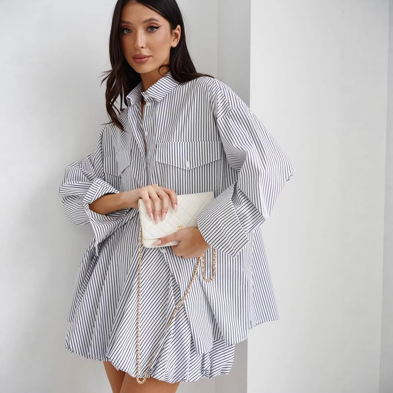New Commuter Casual Simple Striped Set