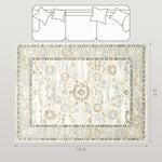 8x10 Area Rug, Indoor Boho Machine Washable Carpet For Living Room, Bedroom, Dining Room, Kitchen, Blue