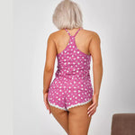 Lace-trimmed Patchwork Knit Loungewear For Women