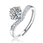 Fashion Classic Six-Prong 1 Carat Diamond Ring Luxury Wedding Jewelry Adjustable For Couples