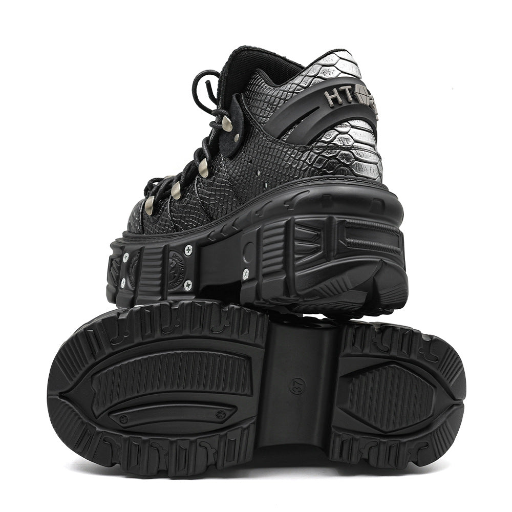Chunky-sole Punk-style Platform Tank Boots For Women